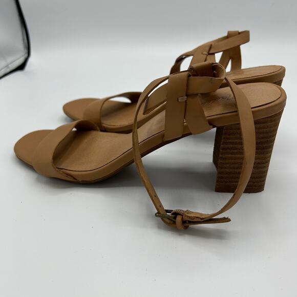 Madewell Loli Sandals 8.5 Tan Leather Ankle‑Strap Block Heel Strappy Amber Clay - Picture 8 of 15